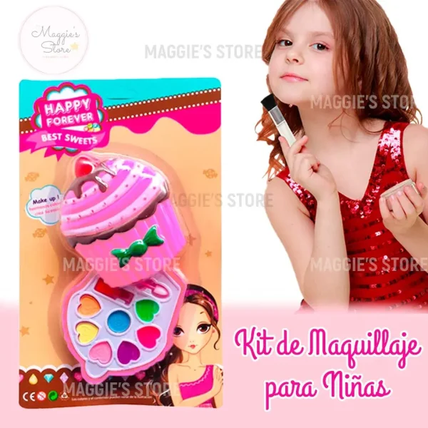 Kit de Maquillaje para Niñas - Seguro y divertido para fomentar la creatividad en las pequeñas. Incluye brillo labial, sombras y brochita de aplicación.