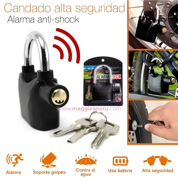 Candado de Acero Robusto con Alarma Integrada
