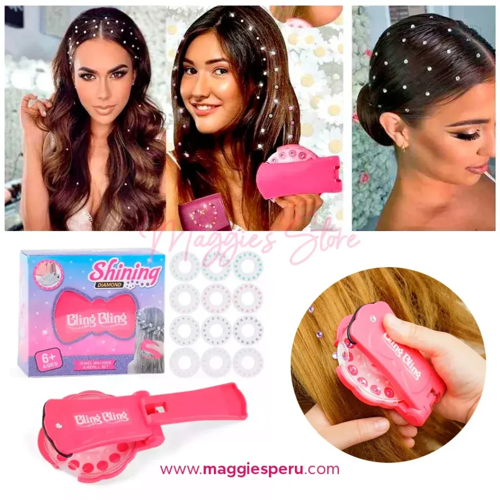 Máquina de Brillos Shining Bling para Cabello con Diamantes Coloridos