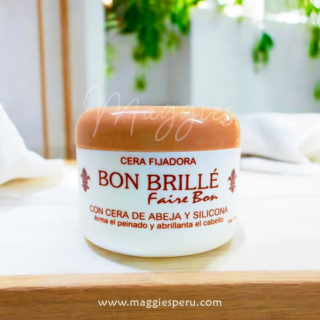 Cera Fijadora Bon Brillé con Cera de Abeja y Silicona para peinados duraderos y cabello brillante.