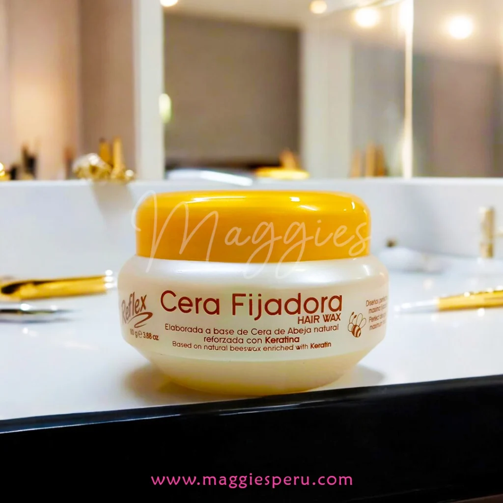 Cera Fijadora Reflex 110g con Keratina y cera de abejas para un peinado duradero y brillante.