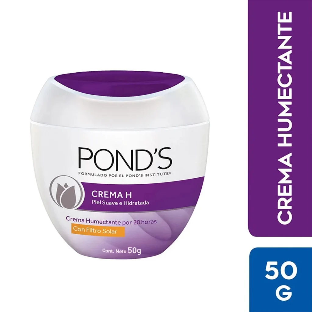 Crema facial Ponds H con protección UV 50g para hidratación prolongada