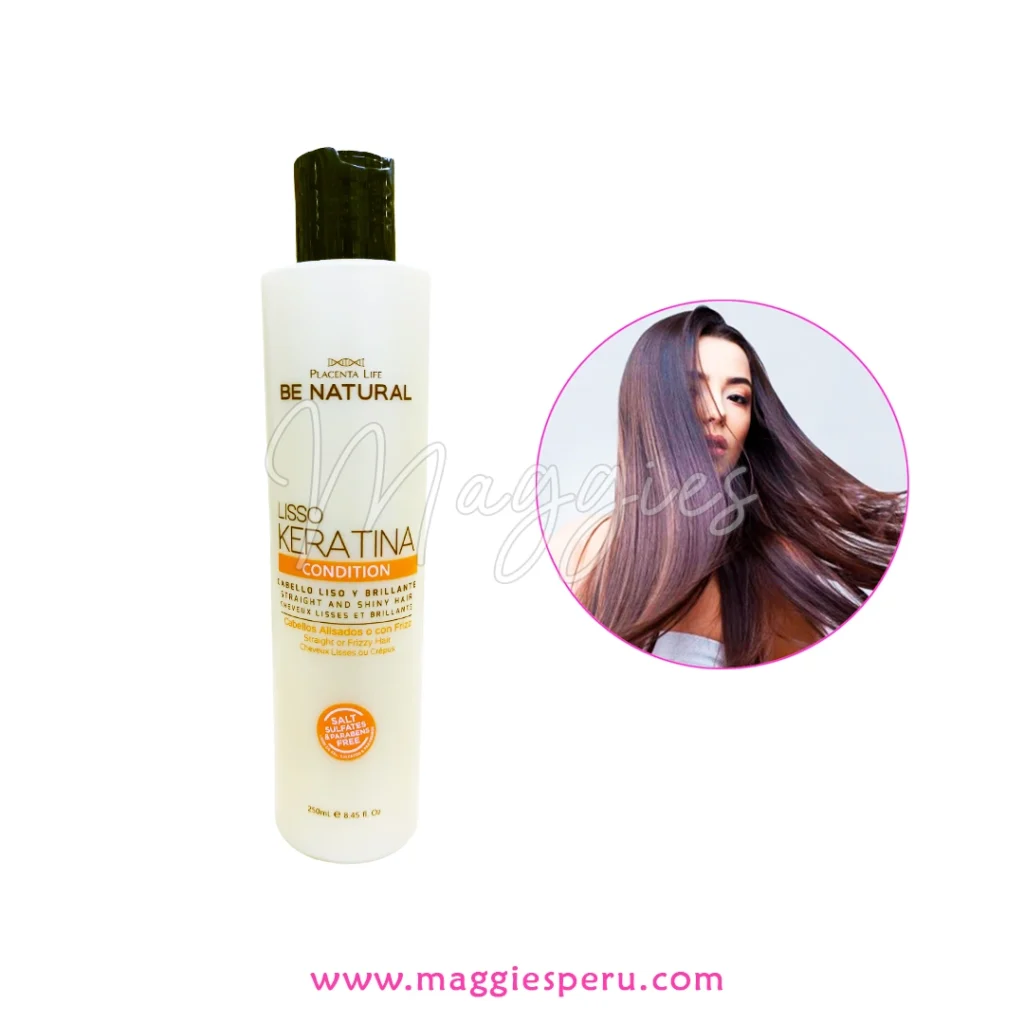 Acondicionador Lisso Keratina de Placenta Life Be Natural - 250 ml para cabello liso y sin frizz