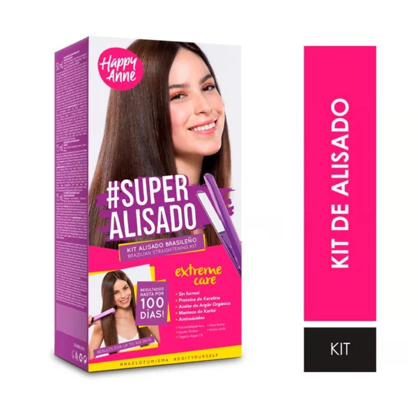Kit de alisado brasileño Happy Anne sin formol, 100 días de cabello liso y brillante