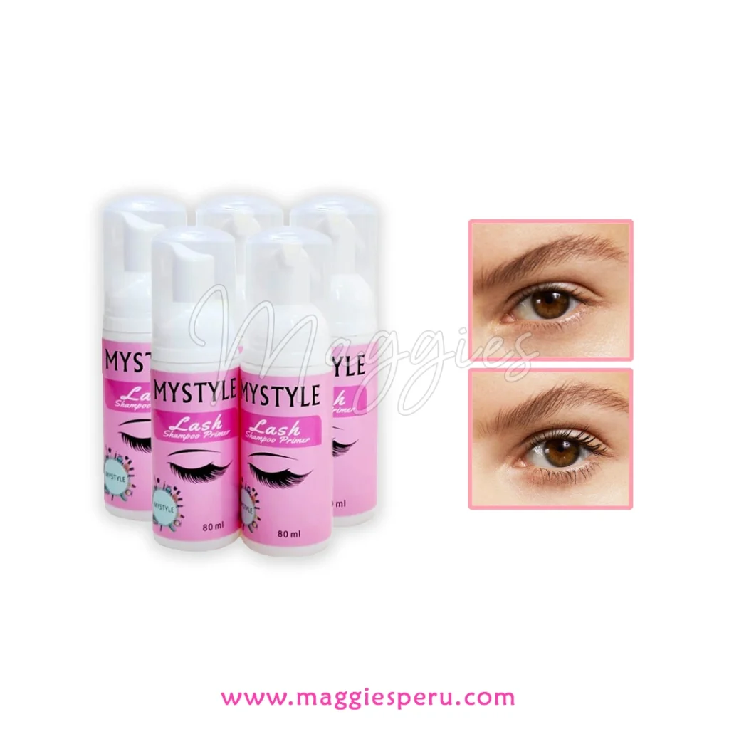Shampoo para pestañas y cejas MYSTYLE, limpieza diaria sin irritación para extensiones y párpados.