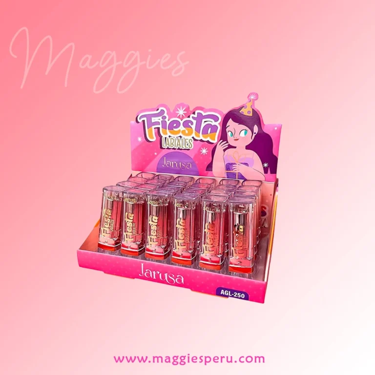 Caja de labiales Fiesta Jarusa con 12 tonos rojizos y cobrizos