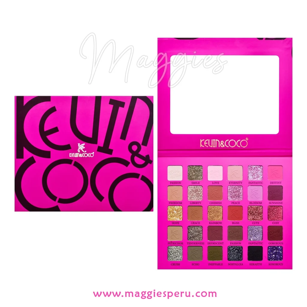Paleta de Sombras Kevin & Coco con 30 tonos mate, brillantes y purpurina