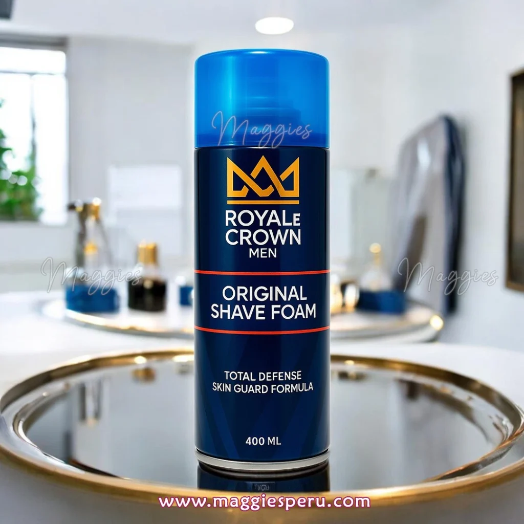 Envase de Espuma de Afeitar Royale Crown con fórmula protectora total