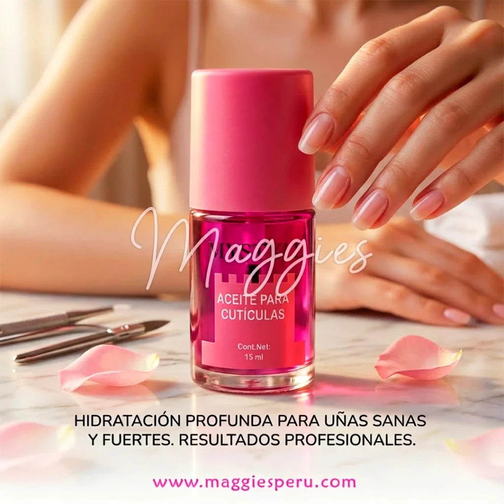 Aceite para cutículas MyStyle 15 ml en frasco rosa, hidratación para uñas y cutículas