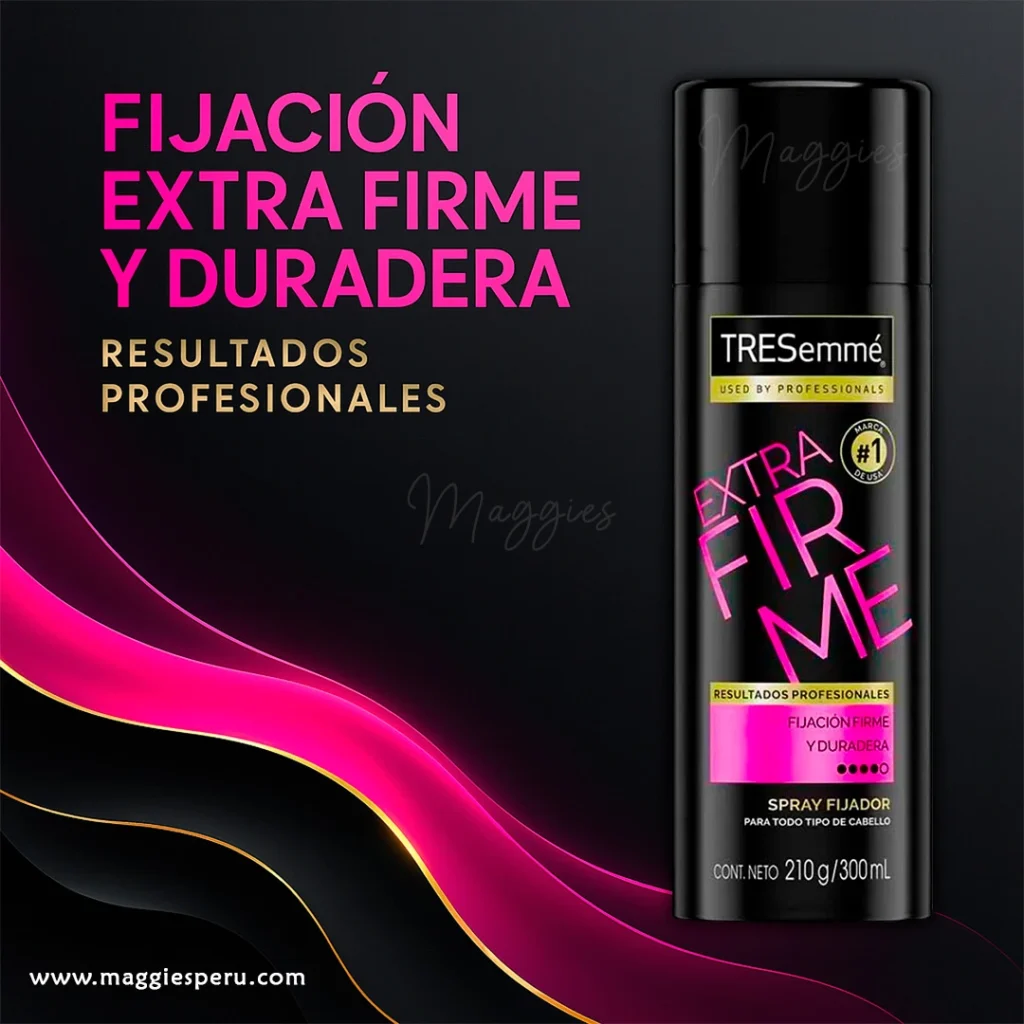Spray fijador extra firme TRESemmé 300 ml con control de frizz y brillo profesional