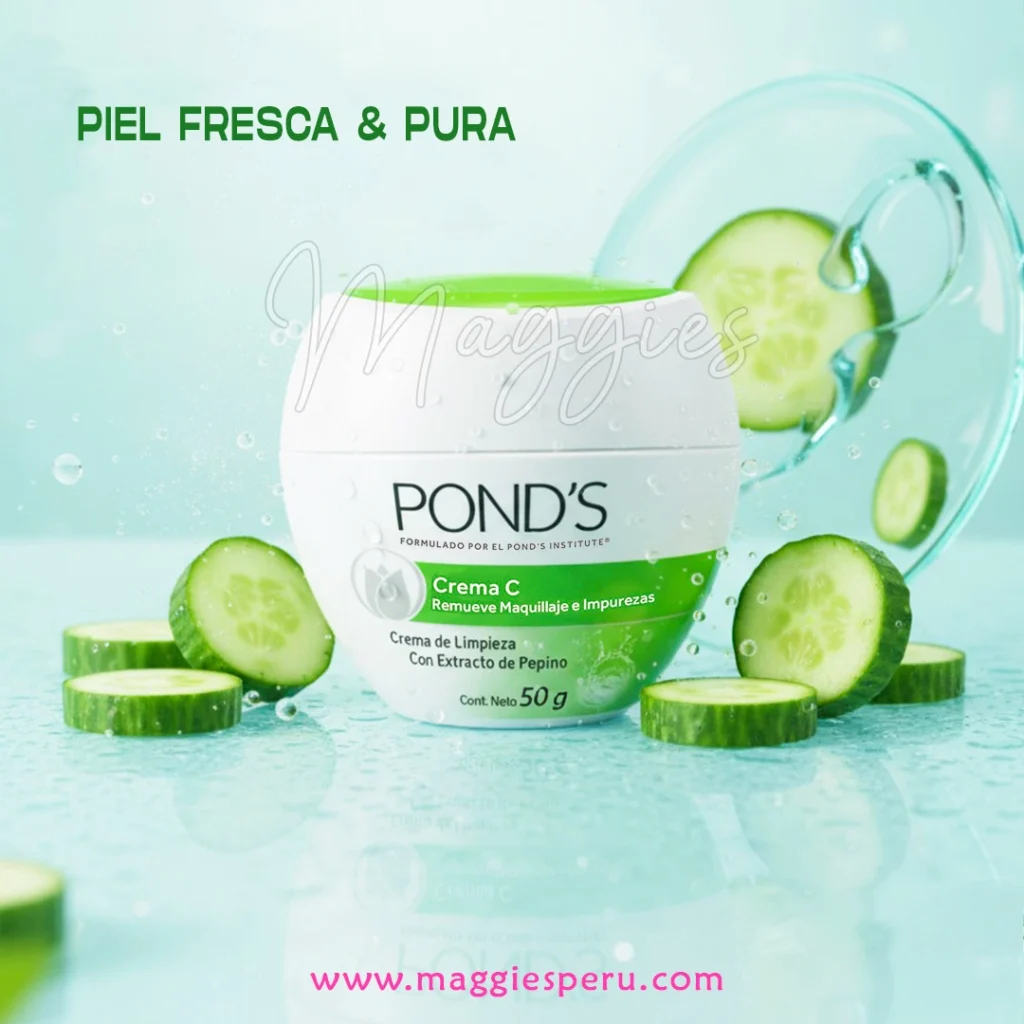 crema limpiadora Ponds pepino 50 g removiendo maquillaje e impurezas