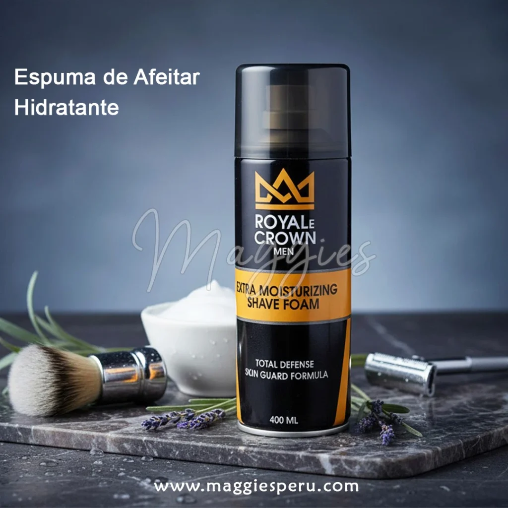 Espuma de Afeitar Royale Crown Hidratante 400 ml para afeitado suave.