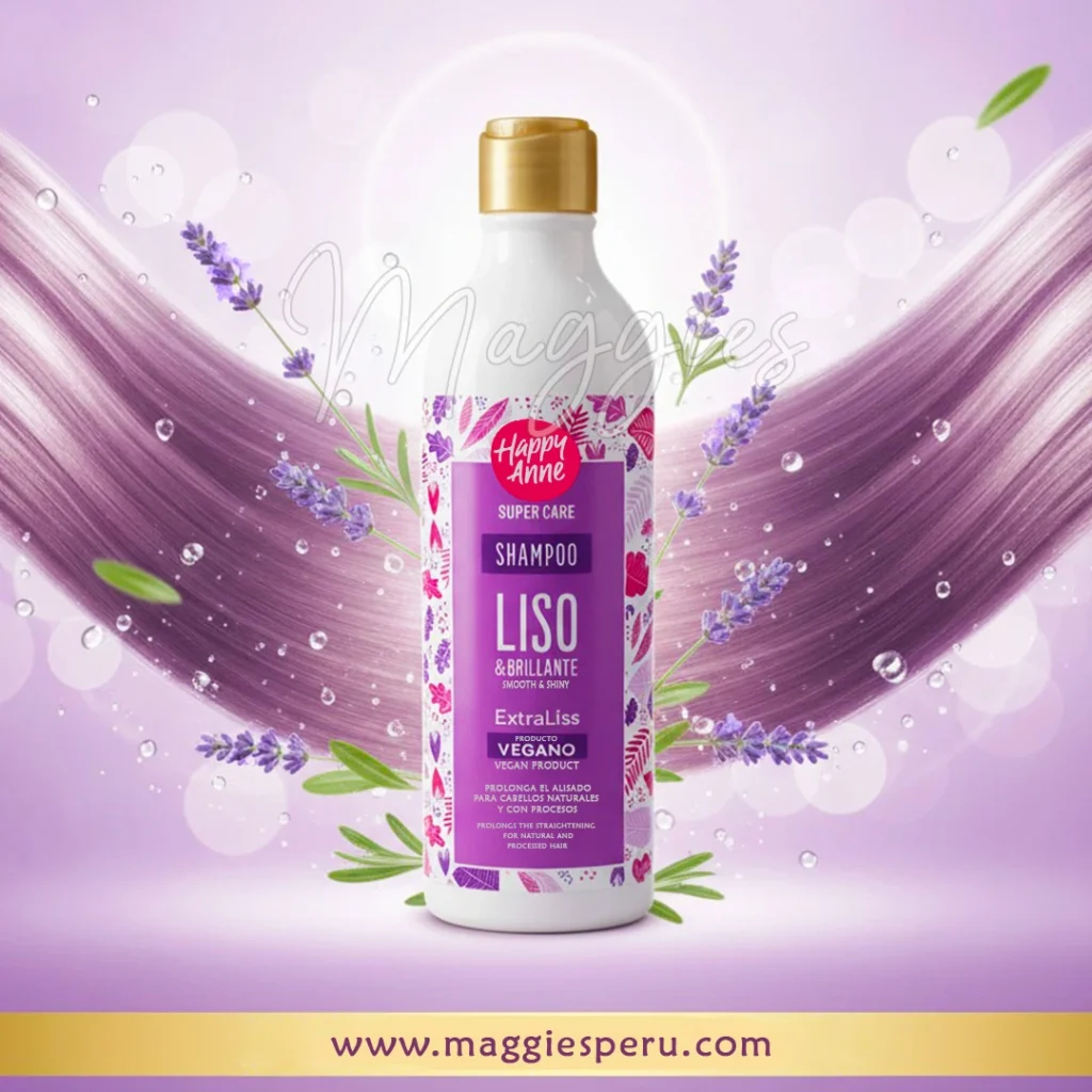 Shampoo Liso & Brillante Happy Anne ExtraLiss vegano 340 ml