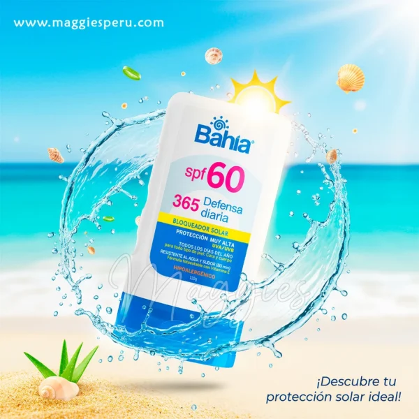 Bloqueador solar Bahía SPF 60 con protección UVA/UVB y resistencia al agua – Maggies