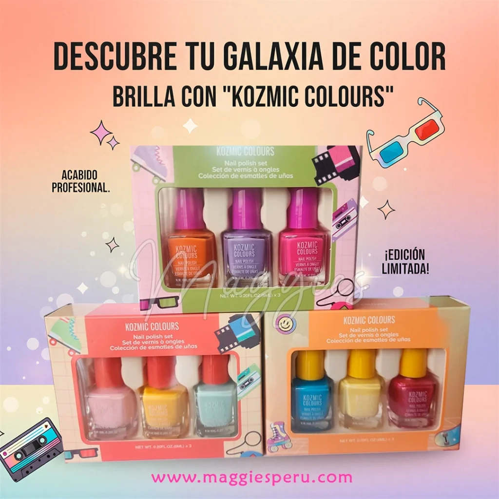 Esmaltes Kozmic Colours set mini de 3 tonos con acabado profesional.