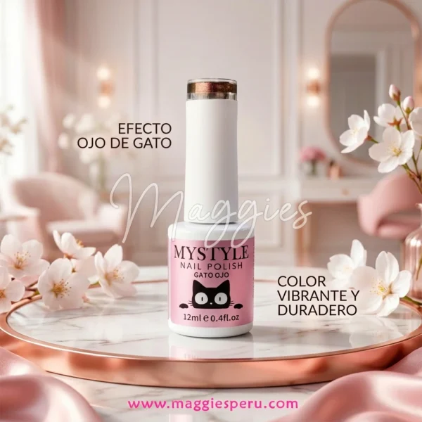 Esmalte en gel ojo de gato Mystyle 12 ml con efecto magnético y brillo 3D
