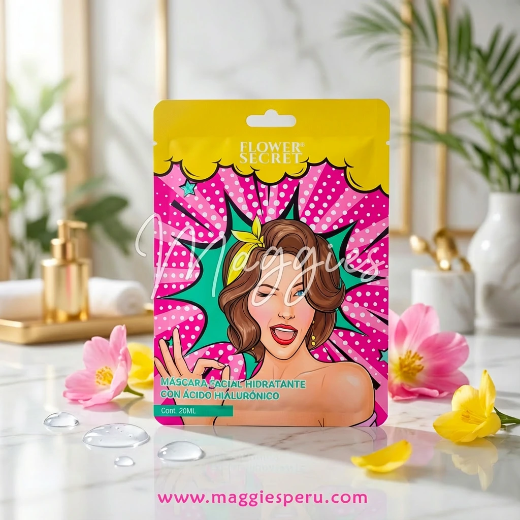 Mascarilla facial hidratante Flower Secret con ácido hialurónico en sachet de 20 ml