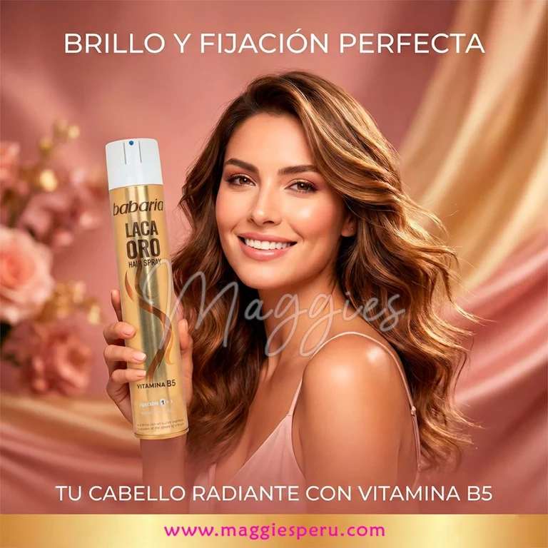 Laca Oro Babaria con vitamina B5 en spray fijador para brillo y fijación