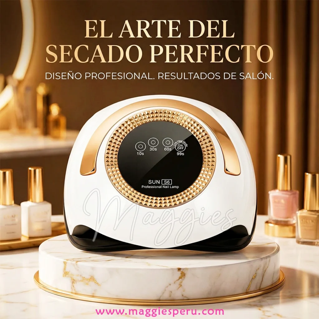 Lámpara UV LED uñas profesional Sun S6 blanca con dorado para secado de gel