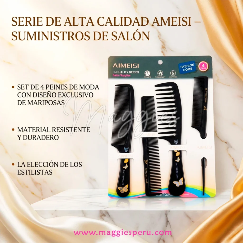 Set de peines Aimeisi color negro con diseño de mariposas para peluquería y uso en casa