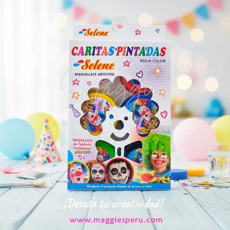 Maquillaje Caritas Pintadas Selene Aqua Color profesional para fiestas.