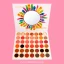 Paleta Plumas Samantha con sombras shimmer, glitter y matte, tonos tierra y durazno.